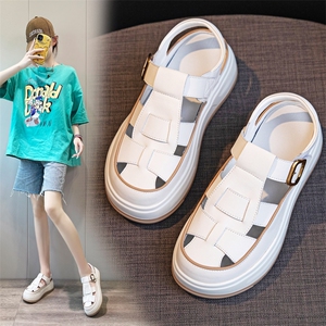 X3965-P150罗马包头凉鞋女2024夏季新款厚底洞洞鞋休闲小白鞋凉鞋图片