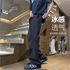 抖音品质夏季新款潮流透气冰感宽松休闲裤B315-K009-特p35控68，男装休闲裤，电商B315