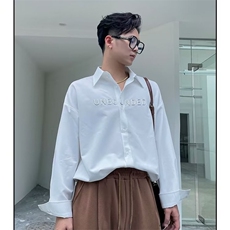 设计感立体字母白衬衫男韩版小众休闲衬衣秋季高级感长袖，男装衬衫，星座1210-1