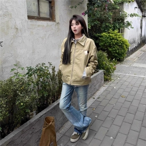 抖音品质秋款男女夹克衫刺绣加厚休闲外套JK214 P95图片