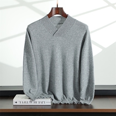 2025年秋季套头常规款羊绒新款青果领休闲，男装羊绒开衫，飞邦羊绒