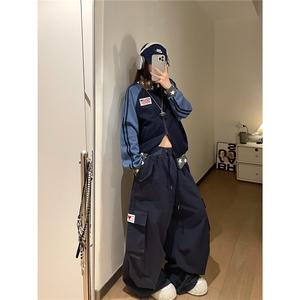 街头高街辣妹工装裤女2025新款宽松百搭休闲阔腿长裤CAB3120图片