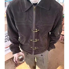 复古麂皮绒飞机扣夹克男女春秋潮牌宽松休闲翻领外套JA240，男装夹克，星座1116A（原606A-3）