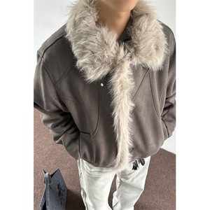 冬季新款复古做旧座山雕棉服男女宽松解构磨毛毛领外套 M8223图片