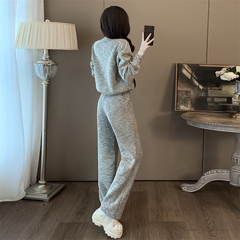 女春季新款立领开衫卫衣阔腿裤休闲两件套,女装套装/套裙,江南