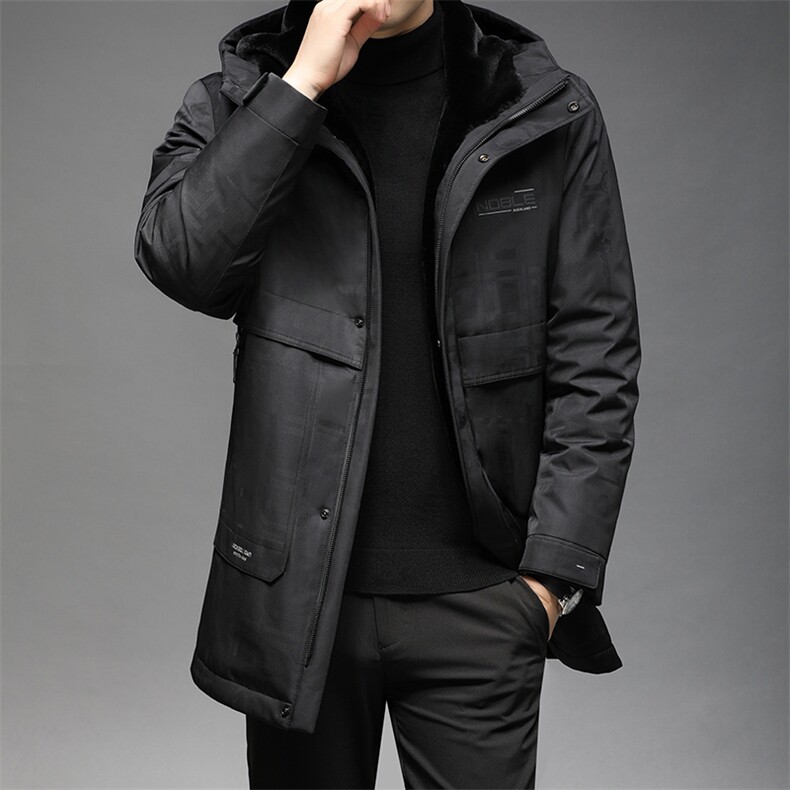 鹅绒羽绒服冬季休闲连帽中年男2023冬外套爸爸装GSNA219956-P395,男装羽绒服,电商B212（原钱塘6029）
