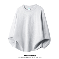 乌梅紫2026新款男女同款高克重带螺纹纯棉长袖T恤A158-T333-P18，男装T恤，电商A158