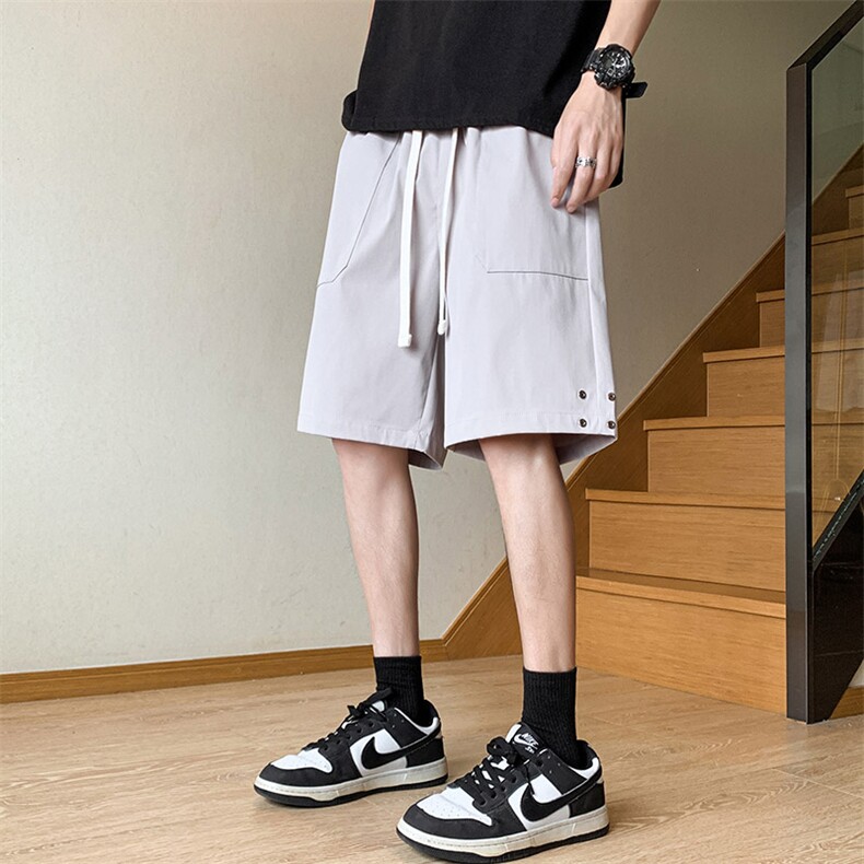夏季新款冰丝垂感短裤港风休闲裤男免烫宽松凉感K23216-P35,男装休闲裤,星座717