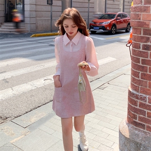 温柔少女感娃娃领衬衫连衣裙套装女2025秋季小香风气质减龄小个子图片
