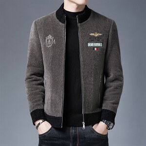 B-N8859男士2023年秋季新款长袖休闲青年雪尼尔立领夹克外套P168，男装夹克，电商B360
