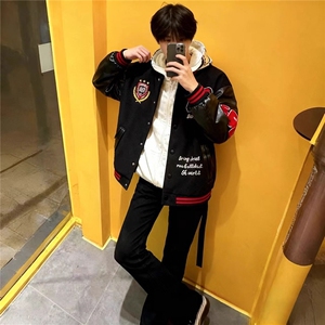 1506-1/ZJJK25021/P80徽章植绒刺绣拼接潮牌棒球服图片