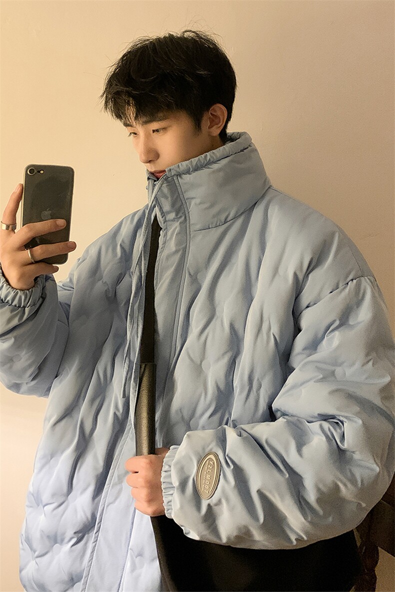 1定制面料棉衣大码M-5XL港风情侣半高领棉服外套男8707P125控168,男装棉衣,星座226-2
