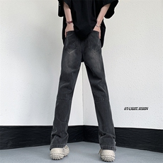 B221美式ins高街暗黑小众喷墨拉链破洞牛仔裤LK23085-P65控88，男装牛仔裤，电商B221