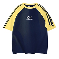 藏青拼黄袖