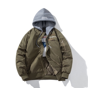 现货  三色带帽可拆卸秋冬飞行服棉服情侣装夹克图片