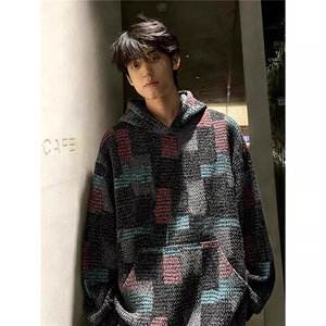 现货 美式复古七彩格子卫衣男款W19/P65图片
