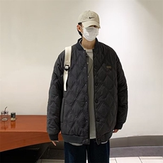 棉服男冬季韩系宽松潮流百搭oversize时尚菱格ins棉外套W5811-P65，男装棉衣，星座512-2