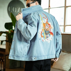 秋装大码风牛仔夹克重工刺绣潮男女外套上衣JK19/P200，男装夹克，钱塘713