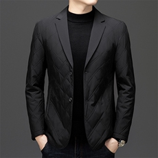 高级感秋冬季修身轻薄羽绒棉服西装外套男士中青年格子外套，男装西服套装，电商B212（原钱塘6029）