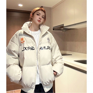 中性风冬装 大领子pu软皮棉服 棉衣休闲加厚外套男女 G1109 P128图片