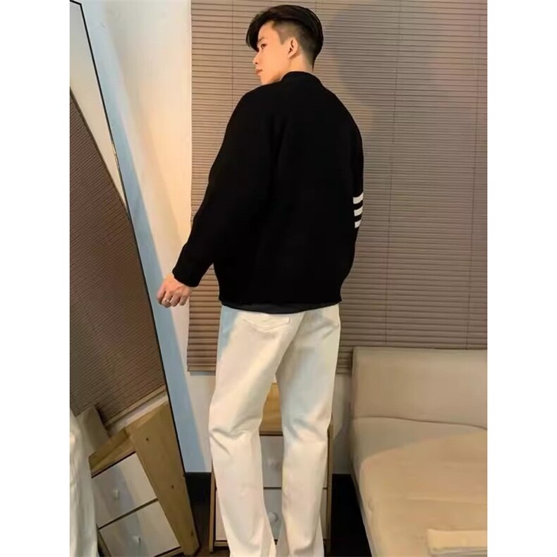 三条杠立领开衫毛衣男秋季设计感小众美式复古简约高级感长袖外套,男装针织衫/毛衣,星座506A