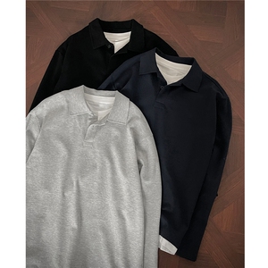 25秋装新品 珠地棉假两件polo衫男长袖T恤打底衫 H1117 特P39图片