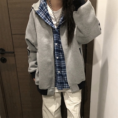 抖音得物高品质美式高街重磅结构设计拼接织带立领卫衣外套CM42，男装卫衣，电商A486
