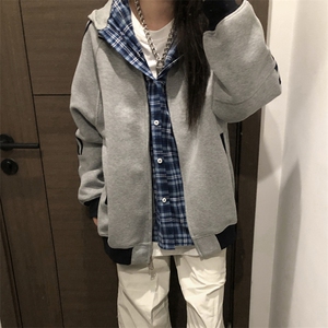 抖音得物高品质 美式高街重磅结构设计拼接织带立领卫衣外套 CM42图片