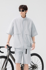 特批P50无差价夏季薄款冰丝凉感立领男宽松户外运动两件套TZ5584，男装休闲套装，电商A001-1