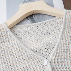 2025年夏季常规款通勤开衫单件长袖单排扣时尚百搭针织衫，女装针织衫/毛衣，绒崒