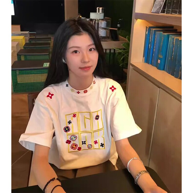 万针全刺绣工艺抖音得物高品质260克重磅纯棉双纱美式高街短袖T恤图片