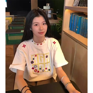 万针全刺绣工艺抖音得物高品质260克重磅纯棉双纱美式高街短袖T恤图片