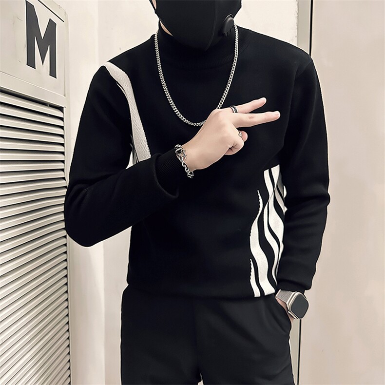 社会小伙痞帅修身男拼色套头毛衣社会小伙店主风301C-M38P78控108,男装针织衫/毛衣,星座301C（原B323）