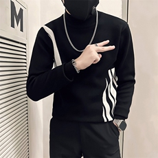 社会小伙痞帅修身男拼色套头毛衣社会小伙店主风301C-M38P78控108，男装针织衫/毛衣，星座301C（原B323）