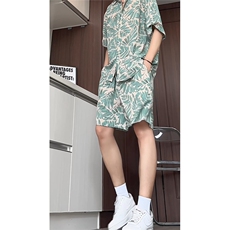 短袖衬衫男+短裤男套装男100%聚酯纤维M-5XL大码TZ78707P50控98，男装休闲套装，星座226-1