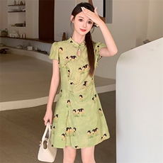 新中式国风印花套装女夏季2025新款巨好看独特漂亮休闲短裤两件套，女装套装/套裙，仟媚宠