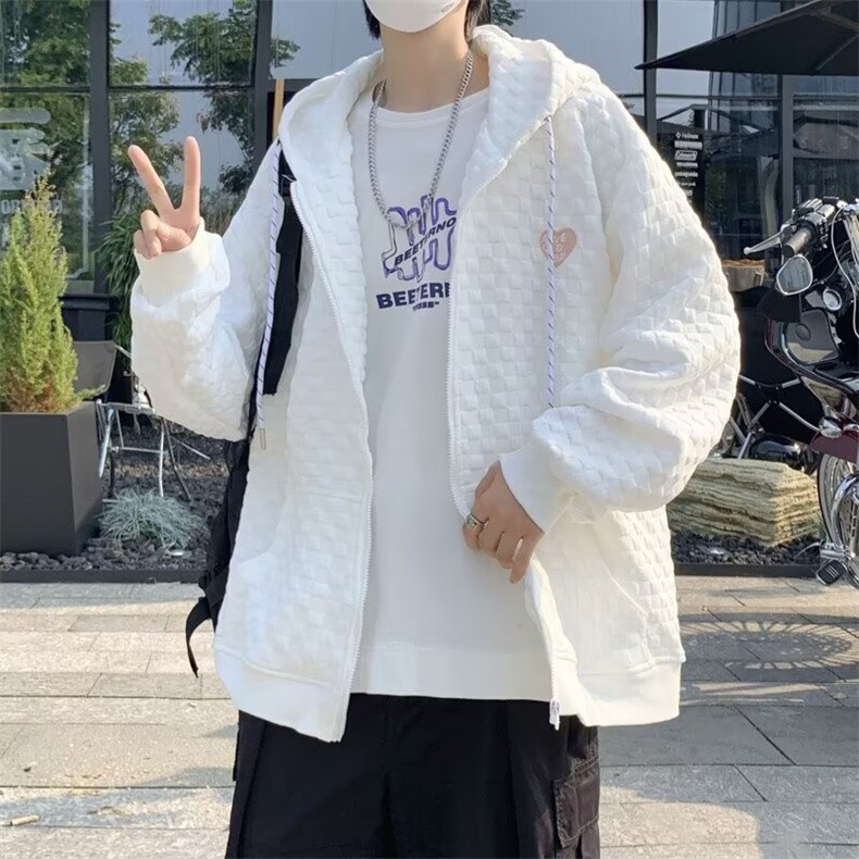 2024早秋装新款连帽卫衣男女大码百搭设计感长袖开衫外套Y41/P45,女装短外套,星座506