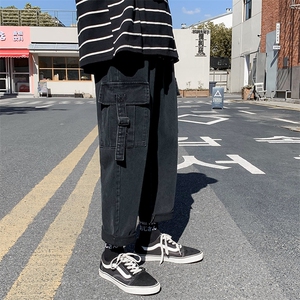 港风工装牛仔裤宽松ins直筒百搭坠感阔腿休闲裤 D321 NK28 P55图片