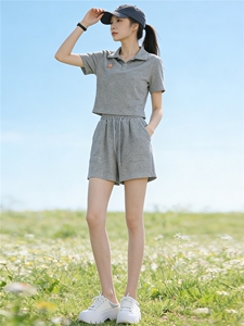 女夏季新款运动休闲套装高级感时尚百搭翻领上衣阔腿短裤两件套潮图片