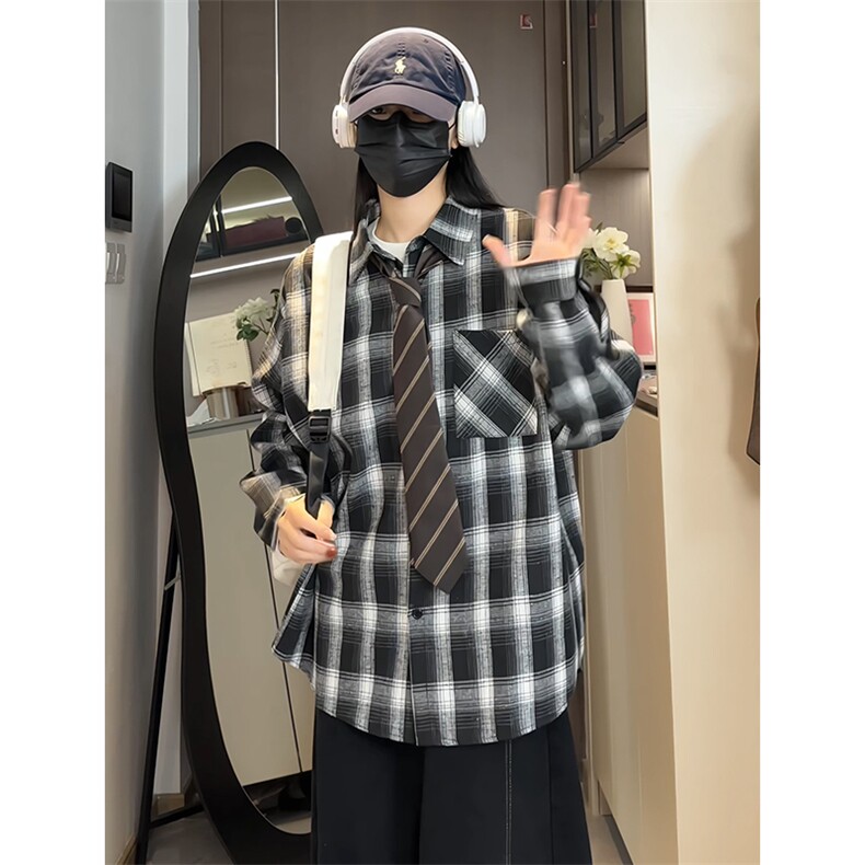 C236/P40秋装新款格子衬衫男格纹衬衣外套潮流百搭上衣,男装衬衫,电商基地A050
