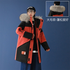 8XL~M中长款连帽大毛领棉衣中性风男女无性别大衣加肥加大码，男装棉衣，钱塘717(原712)