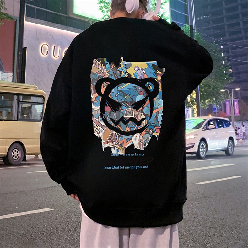 W336P35加绒45运动美式印花圆领卫衣男春秋季长袖打底衫宽松外套,男装T恤,星座304A-1