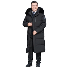 爸爸装长款过膝真毛领90%鹅绒服连帽零下极寒保暖外套P350568，男装棉衣，星座1210A