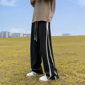 秋季侧边条纹宽松百搭长裤男潮牌ins垂坠感直筒休闲裤 K7360-P35图片