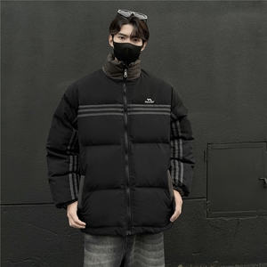 冬装新品 美式条纹织带棉服 刺绣logo棉衣休闲外套男 G1100 P118图片