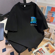 万针全刺绣工艺抖音得物高品质260克重磅纯棉双纱美式高街短袖T恤，男装T恤，电商A486