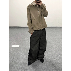 网图有货美式复古铆钉工装外套男女宽松休闲翻领夹克A1346-P95，男装夹克，星座1505