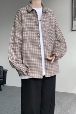 衬衫男春季新款港风宽松格子长袖衬衫CS802-特P28，男装衬衫，星座214-3