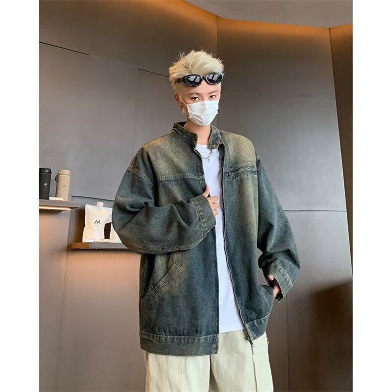 解构水洗渐变黄泥染色重磅复古潮牌牛仔夹克外套8845-P67,男装夹克,星座1109-3