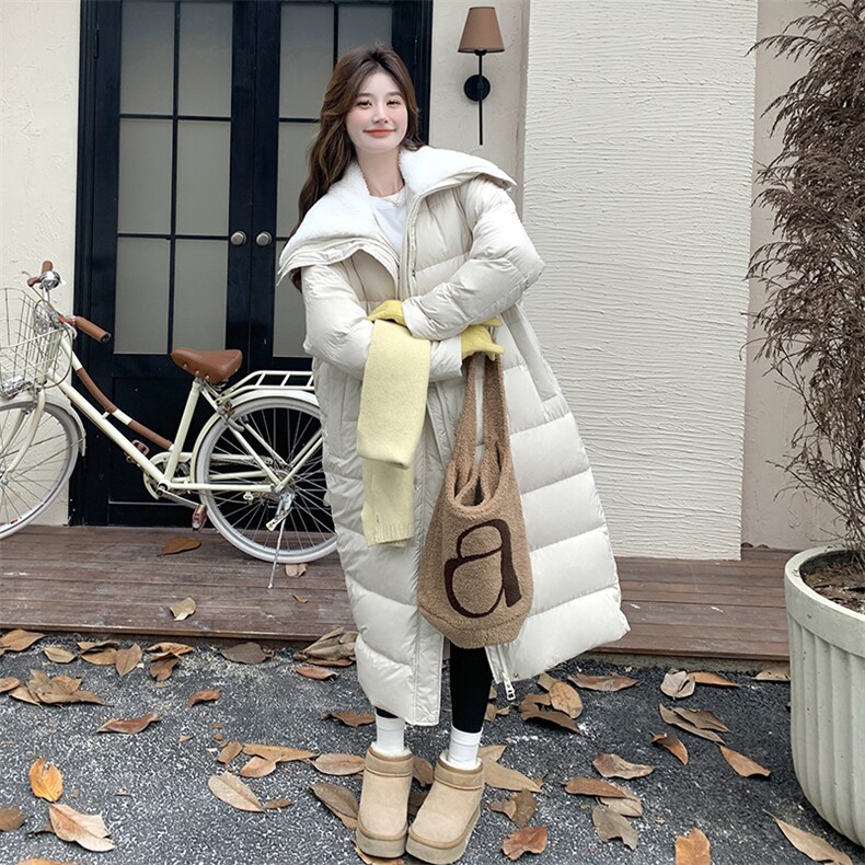 新款！羊羔毛拼接长款羽绒服2C133-8829-P295-K428，女装羽绒服，2C133